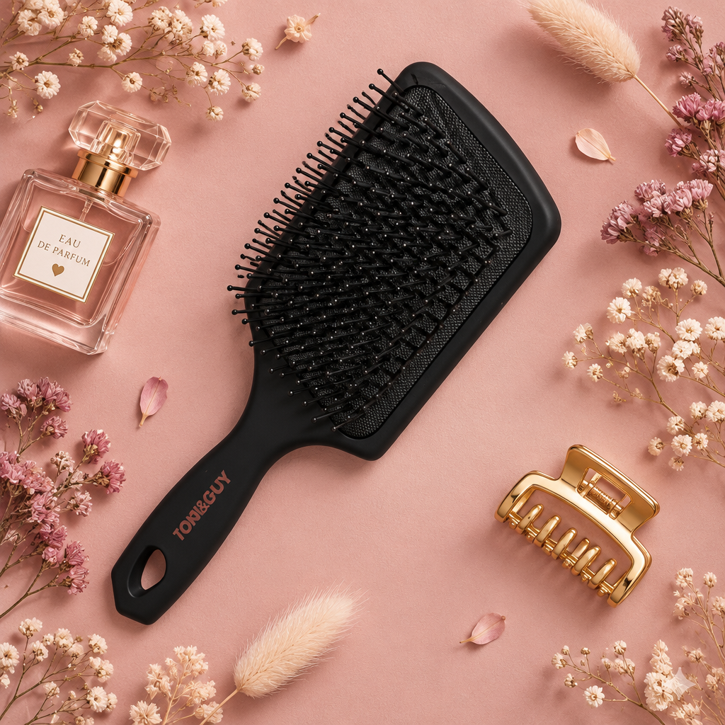 Paddle brush flat lay
